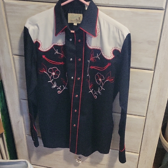 Roper Other - Roper Black Western Shirt with Blue Embroidery